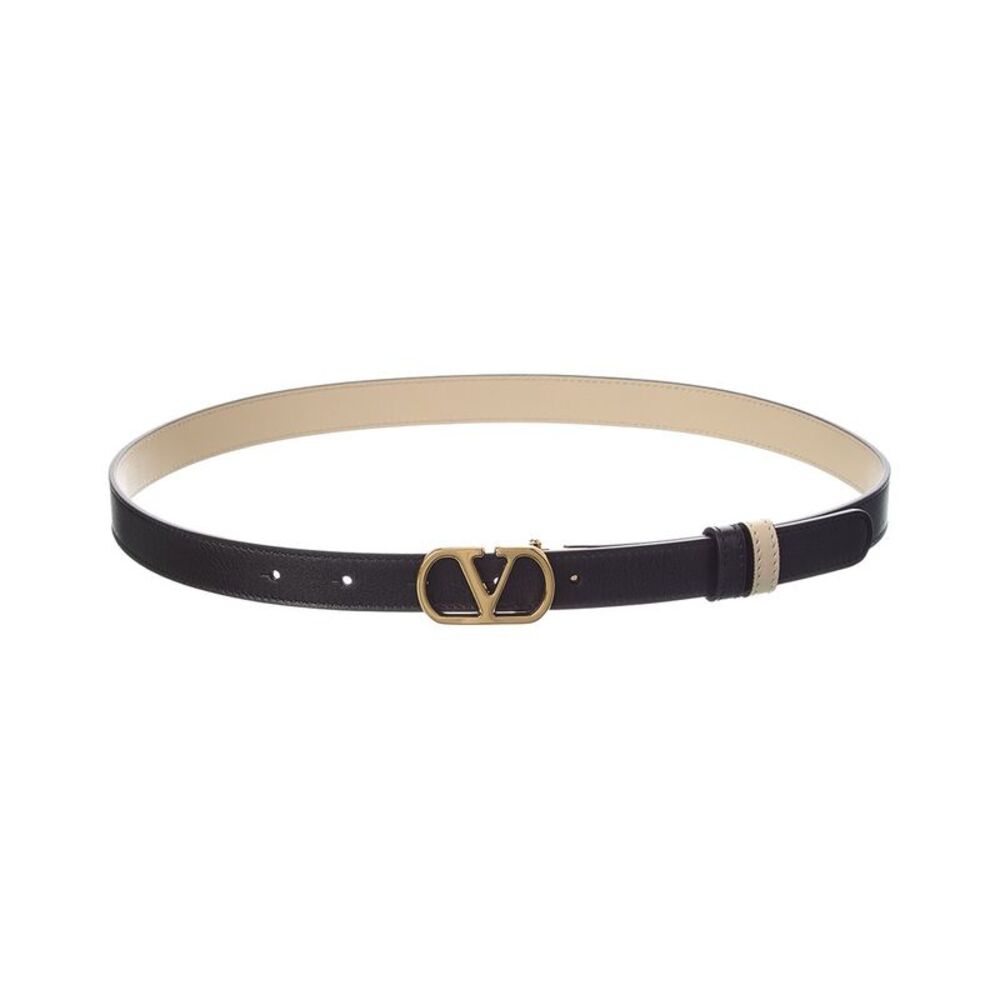 Valentino Vlogo Signature 20 Reversible Leather Belt, Black